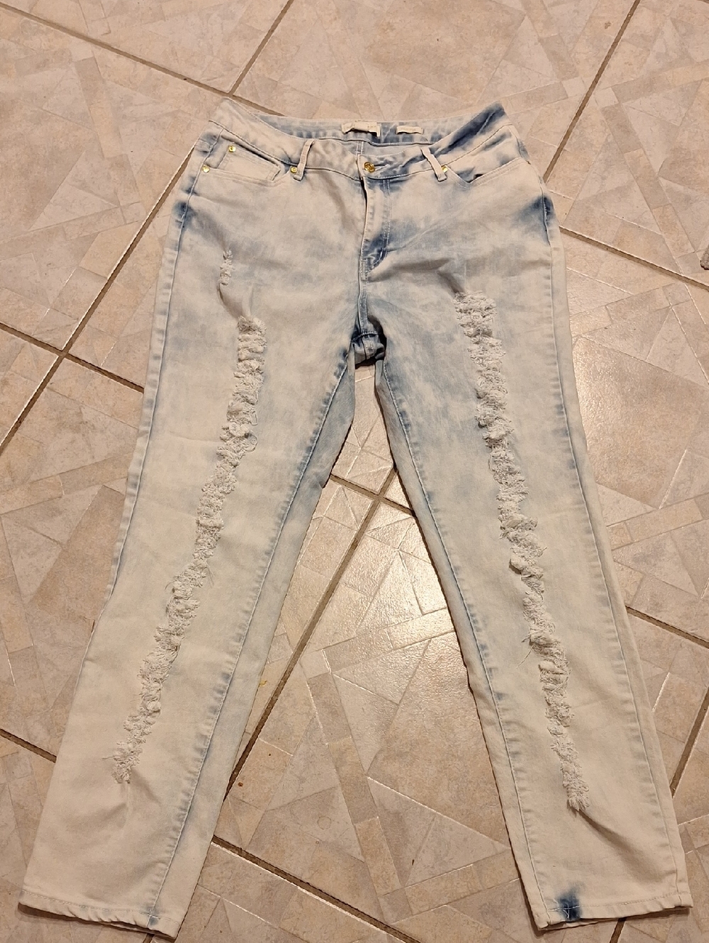 Nicki Minaj Light Blue Distressed Skinny Jeans Hi Rise Size 15/15